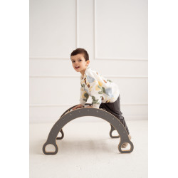Balançoire Montessori en bois avec toboggan et plateau - L gris — photo 5