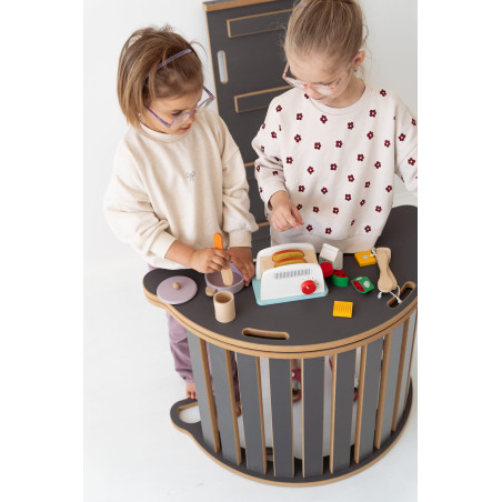 Plateau Montessori en bois hibou - Gris