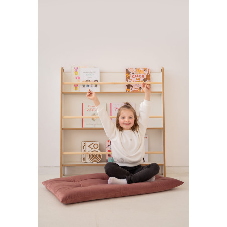 Bibliothèque murale Montessori étroite en bois pour chambre d'enfant
