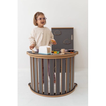 Balançoire Montessori en bois 3-en-1 et toboggan L - Gris