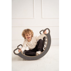 Balançoire Montessori en bois 3-en-1 et toboggan L - Gris — photo 2