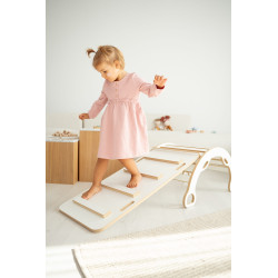 Balançoire Montessori 3-en-1 en bois avec toboggan à barreaux et plateau — photo 6
