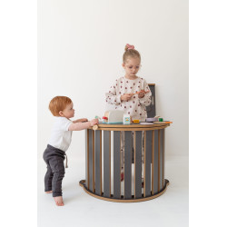 Balançoire Montessori en bois 3-en-1 et toboggan L - Gris — photo 6