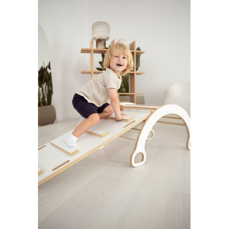 Balançoire Montessori XL en bois naturel avec Toboggan Échelle