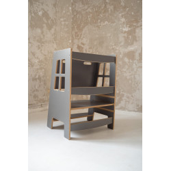 Aide culinaire Montessori double enfant en bois - Grise — photo 3