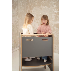 Aide culinaire Montessori double enfant en bois - Grise — photo 4