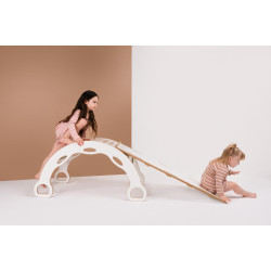 Balançoire Montessori XXL en bois avec toboggan et poignées — photo 3