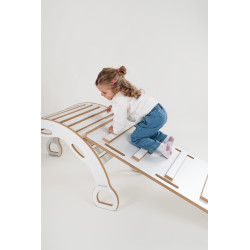 Balançoire Montessori XXL en bois avec toboggan et poignées — photo 4