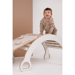 Balançoire Montessori en bois XXL avec toboggan et plateau — photo 6