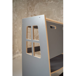 Aide culinaire Montessori double enfant en bois - Grise — photo 6