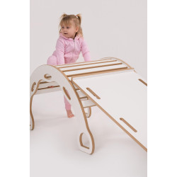 Balançoire Montessori XXL en bois avec toboggan et poignées — photo 5