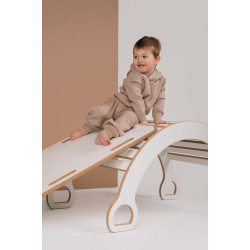 Balançoire Montessori en bois XXL avec toboggan et plateau — photo 8
