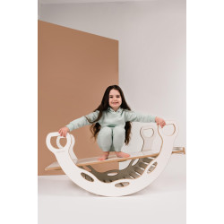 Balançoire Montessori XXL en bois avec toboggan et poignées — photo 7
