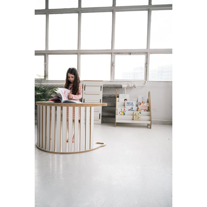 Balançoire Montessori en bois 3-en-1 XXL avec toboggan et plateau