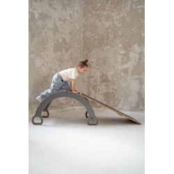 Balançoire Montessori en bois avec toboggan Chmurki - Gris XXL — photo 3
