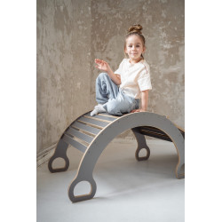 Balançoire Montessori en bois avec toboggan Chmurki - Gris XXL — photo 7