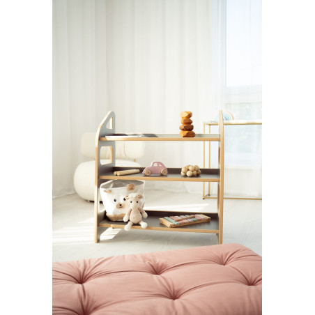 Étagère Montessori murale en bois grise - Grande taille