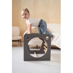 Cube Montessori multifonctionnel en bois avec toboggan - Gris — photo 4