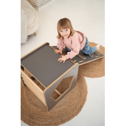 Cube Montessori multifonctionnel en bois avec toboggan - Gris — photo 5
