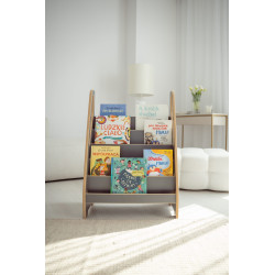 Bibliothèque Montessori en bois pour enfants - Grise