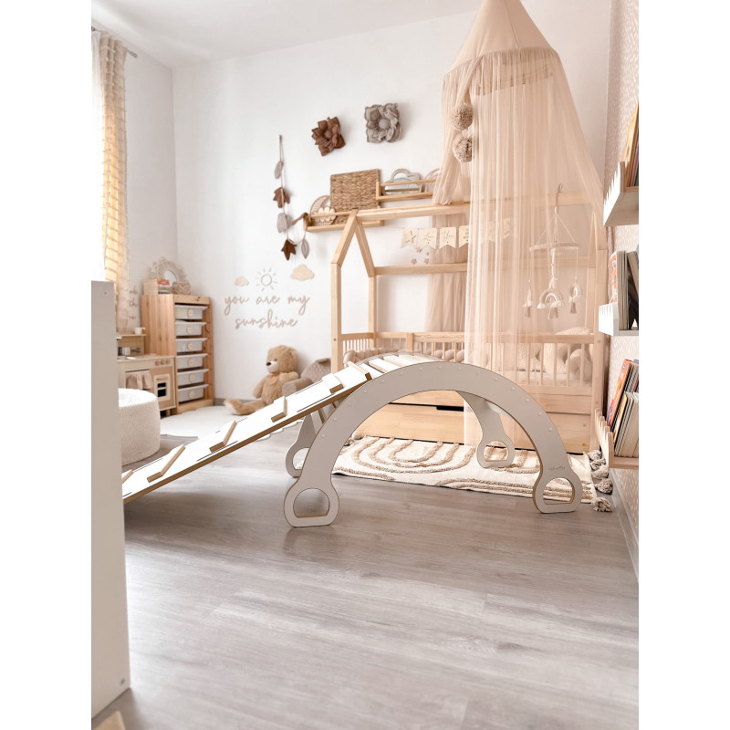 Balançoire Montessori en bois avec toboggan échelle - XXL
