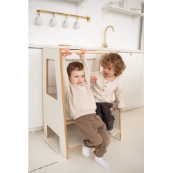 Tour d'observation Montessori double enfant en bois naturel