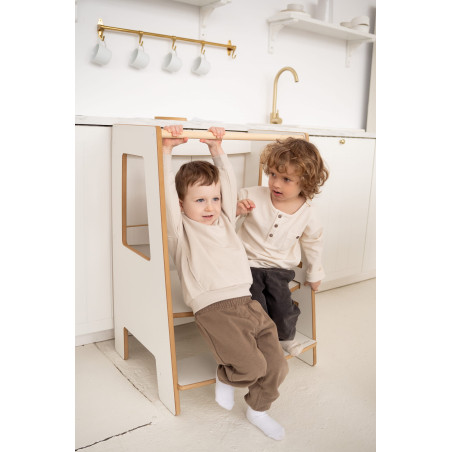 Tour d'observation Montessori double enfant en bois naturel
