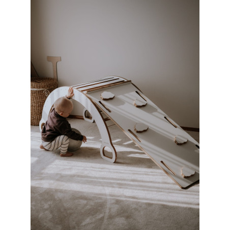 Balançoire Montessori en bois avec toboggan nuages - XXL