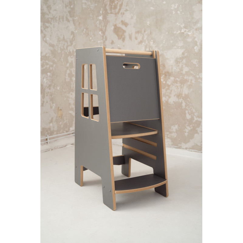 Tour d'observation Montessori en bois - Gris