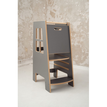 Tour d'observation Montessori en bois - Gris