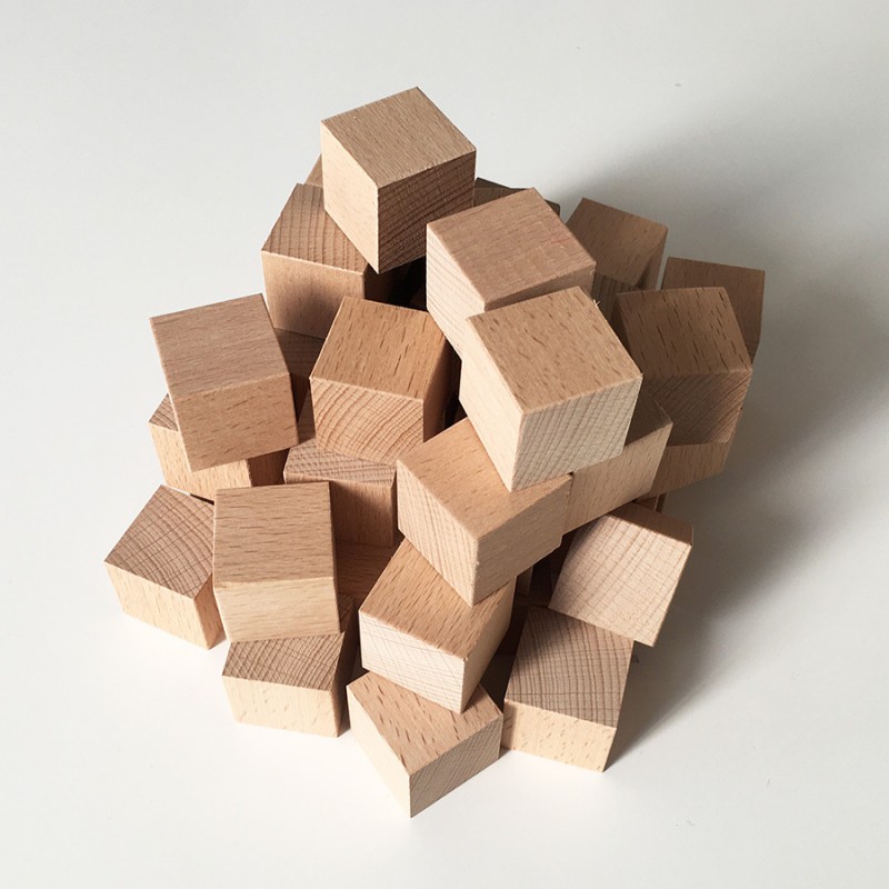 Cubes en bois brut 30mm - Lot de 48 cubes