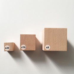 Cubes en bois 7, 5 et 3cm