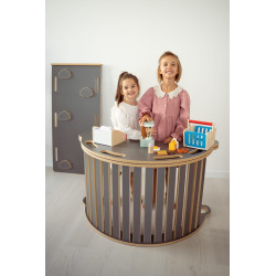 Balançoire Montessori en bois avec toboggan XXL - Gris nuages