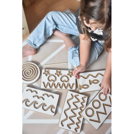 Tablettes graphiques enfants Montessori en bois - Lot de 6 couleurs