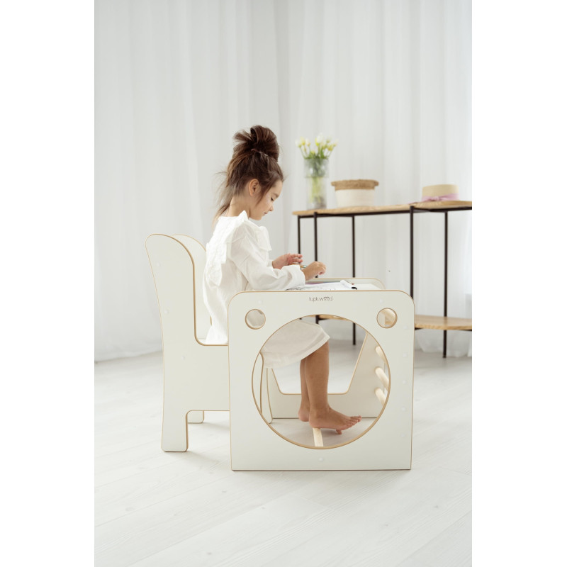 Cube Montessori en bois enfant multifonctionnel et fauteuil