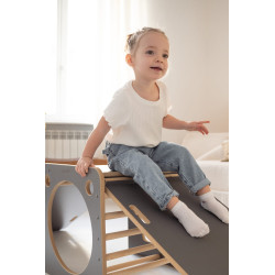 Cube d'activité Montessori en bois avec toboggan - Gris — photo 2