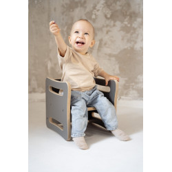 Chaise et table Montessori 2 en 1 en bois - Grise — photo 3