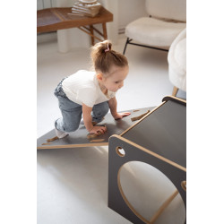 Cube d'activité Montessori en bois avec toboggan - Gris — photo 3