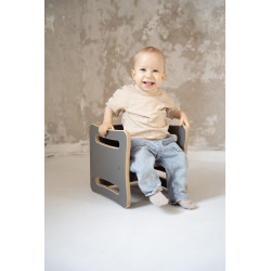 Chaise et table Montessori 2 en 1 en bois - Grise — photo 4