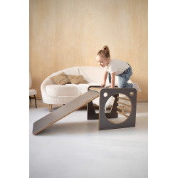 Cube d'activité Montessori en bois avec toboggan - Gris — photo 4