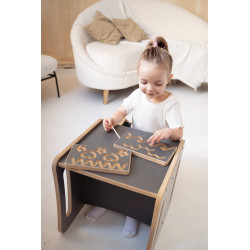 Chaise et table Montessori 2 en 1 en bois - Grise — photo 5