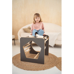 Cube d'activité Montessori en bois avec toboggan - Gris — photo 5