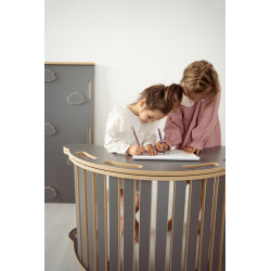 Balançoire Montessori en bois avec toboggan et plateau - Gris XXL — photo 4