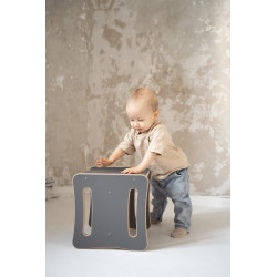 Chaise et table Montessori 2 en 1 en bois - Grise — photo 6