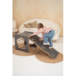 Cube d'activité Montessori en bois avec toboggan - Gris — photo 6