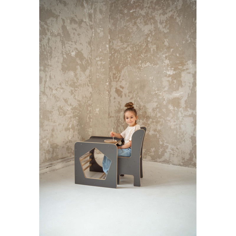 Cube d'activité Montessori en bois - Gris