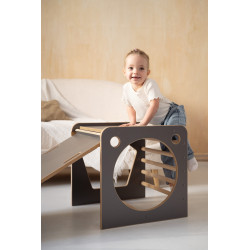 Cube d'activité Montessori en bois avec toboggan - Gris — photo 8