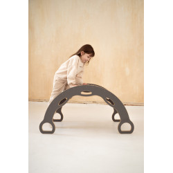 Balançoire Montessori en bois avec toboggan et plateau - Gris XXL — photo 7