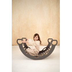 Balançoire Montessori en bois avec toboggan XXL – Grise — photo 3