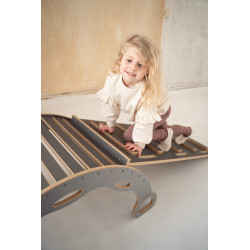 Balançoire Montessori en bois avec toboggan XXL – Grise — photo 8